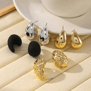 Set de 8 Piezas de Pendientes de Gota de Resina y Acero Inoxidable